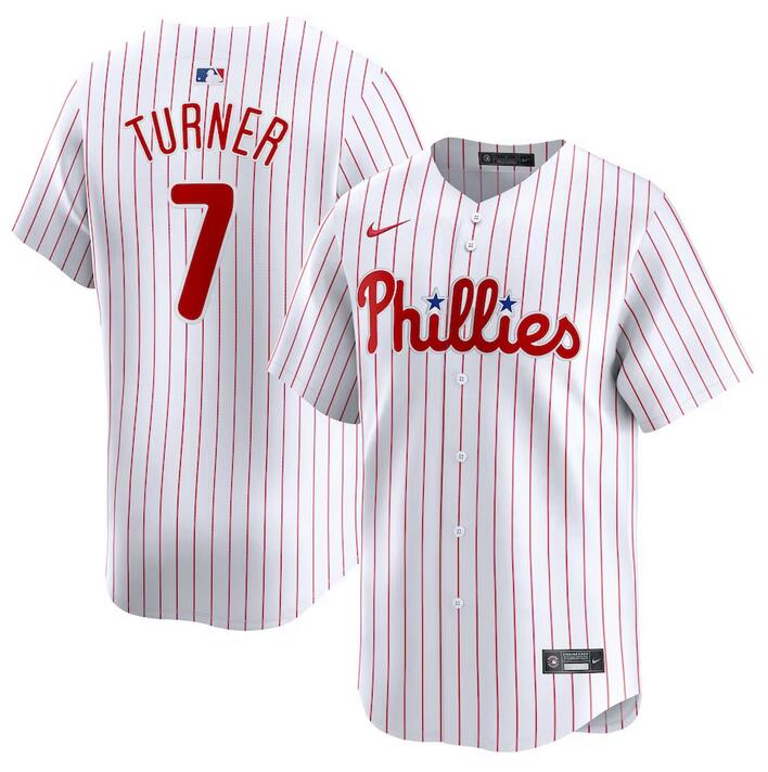 Men's Philadelphia Phillies #7 Trea Turner White Home Limited Stitched Jersey